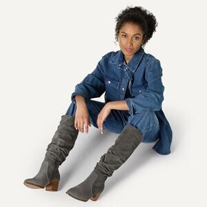NWT Amazon Essentials Women's Tall Block Heel Boots - Taupe - Size 7 Wide